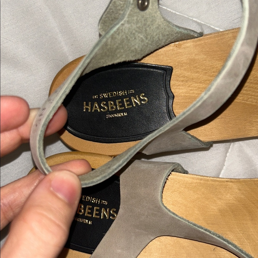 Swedish Hasbeens Tanja grey braided clog platform sandals size EU 40 - Picture 6 of 10